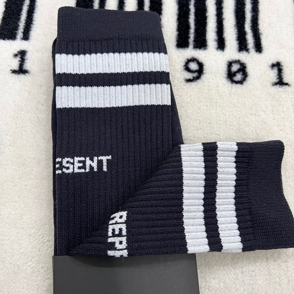 Represent Clo Other - Represent Clothing England Represent SS18 Wide Awake Black White Stripes Socks.